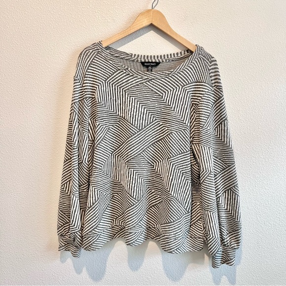 Ellen Tracy Sweaters - Ellen Tracy Women’s Gray Relaxed Fit Long Sleeve Jacquard Sweater Plus Size XXL